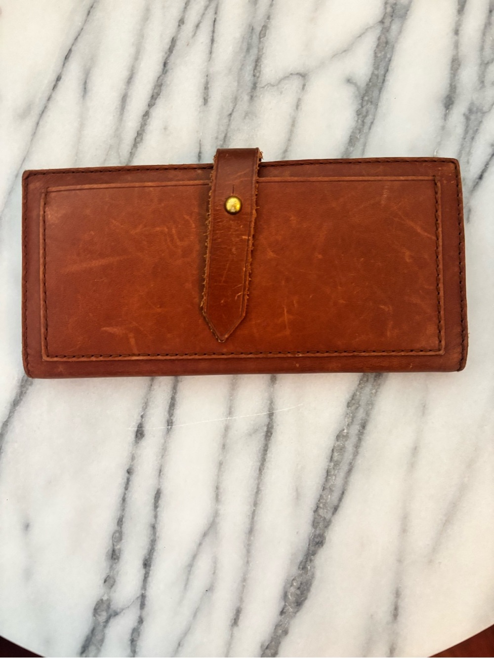 Madewell Rustic Brown Leather Snap Strap Wallet